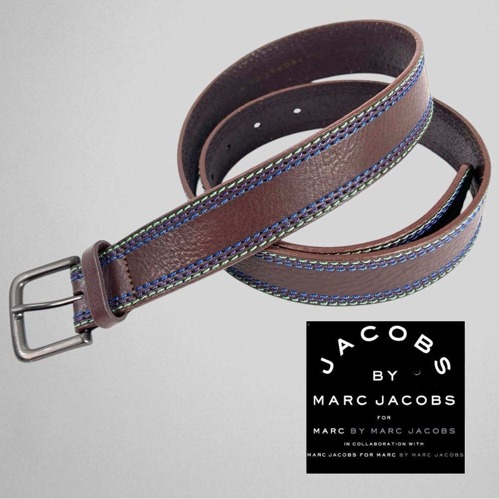 Jacobs By Marc Jacobs For Marc By Marc Jacobs Brown Leather Belt + Blue & Green